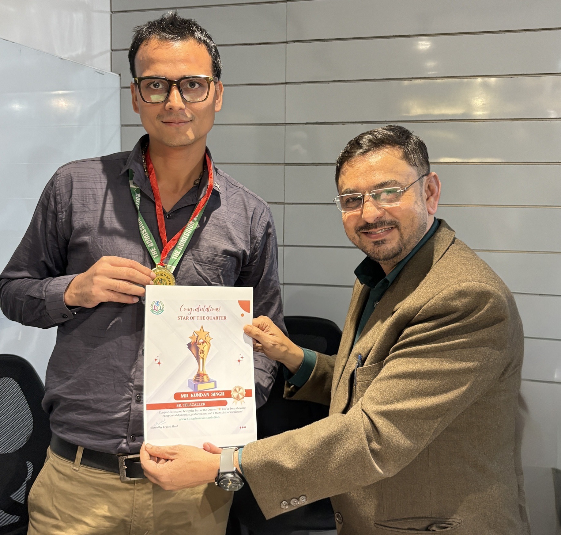 the admission solution team best performance award